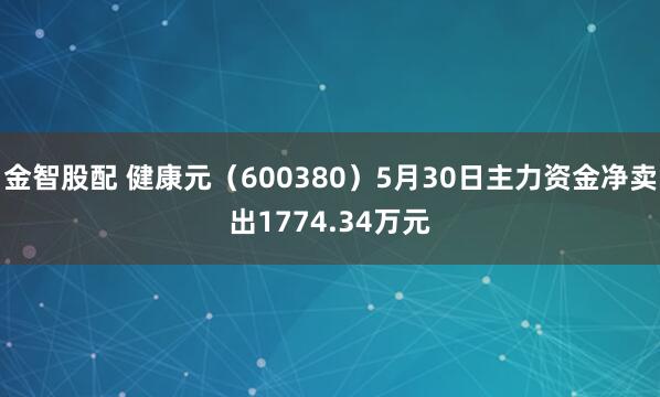 金智股配 健康元（600380）5月30日主力资金净卖出1774.34万元