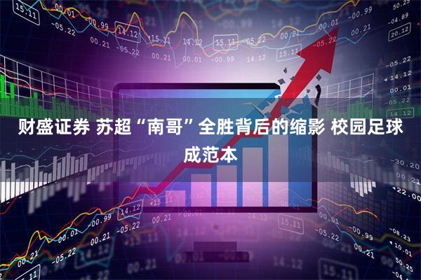 财盛证券 苏超“南哥”全胜背后的缩影 校园足球成范本
